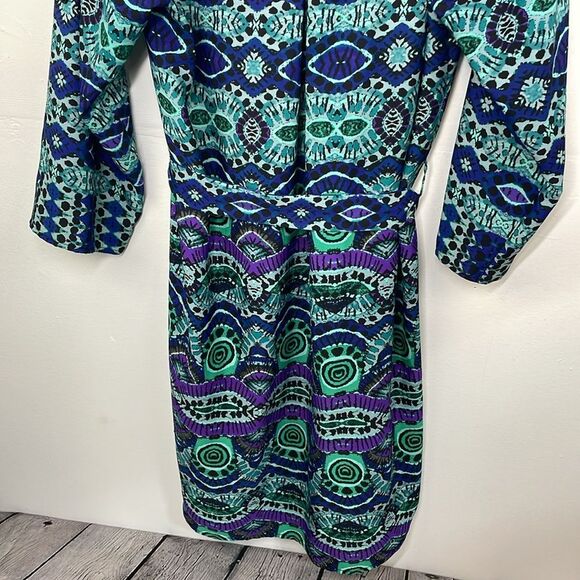 Maeve Anthropologie Ikat Shirt Dress Southwestern Print Green Blue size Large - Picture 11 of 16